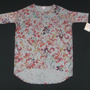 NWT LULAROE ALL OVER FLORAL IRMA GRAY XS WOMENS T-SHIRT K946